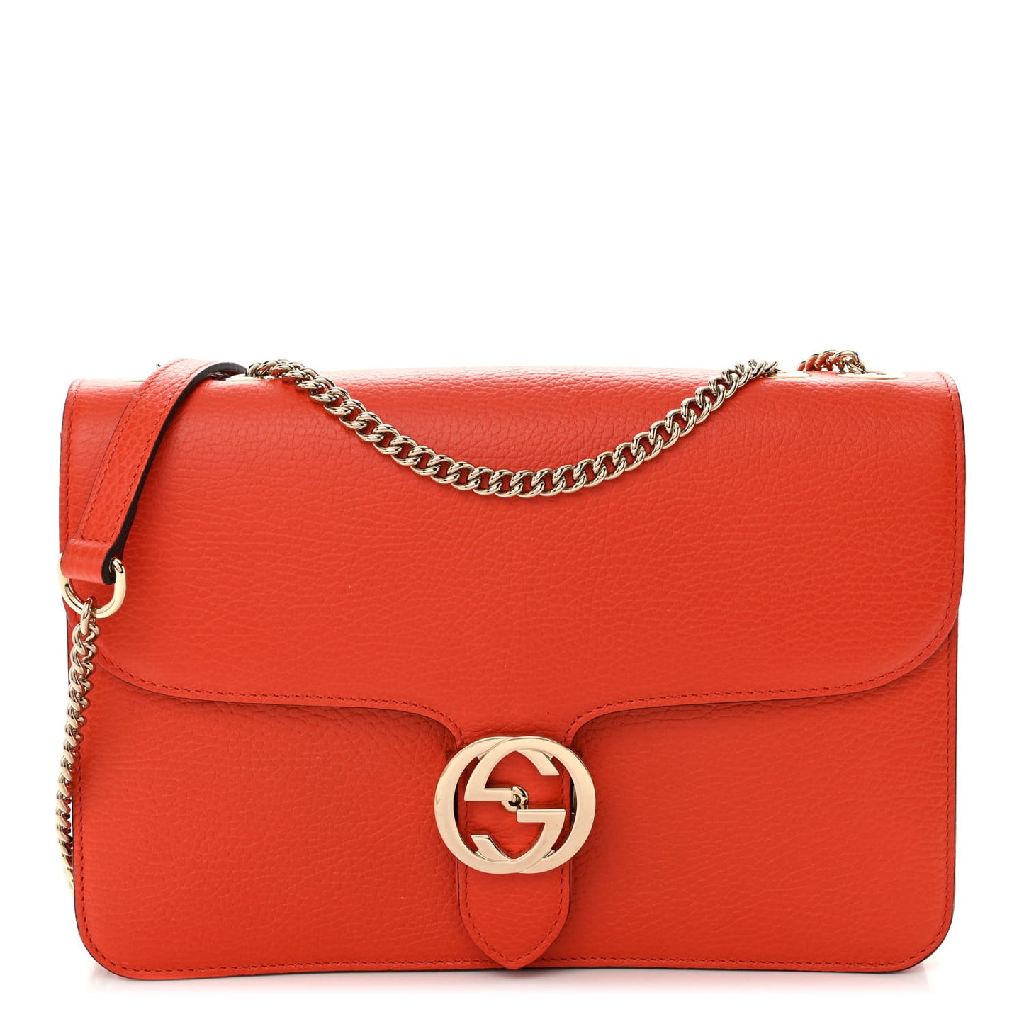 Dollar Calfskin Interlocking G Shoulder Bag Sun Orange