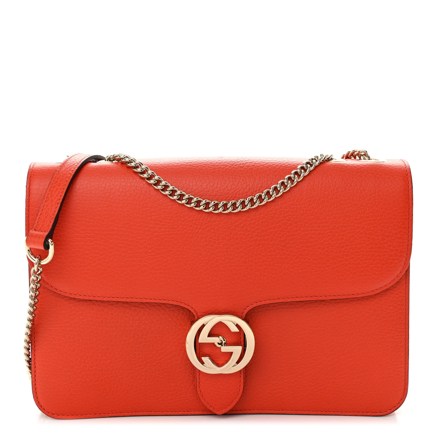 Gucci Dollar Calfskin Interlocking G Shoulder Bag Sun Orange 1 of 9