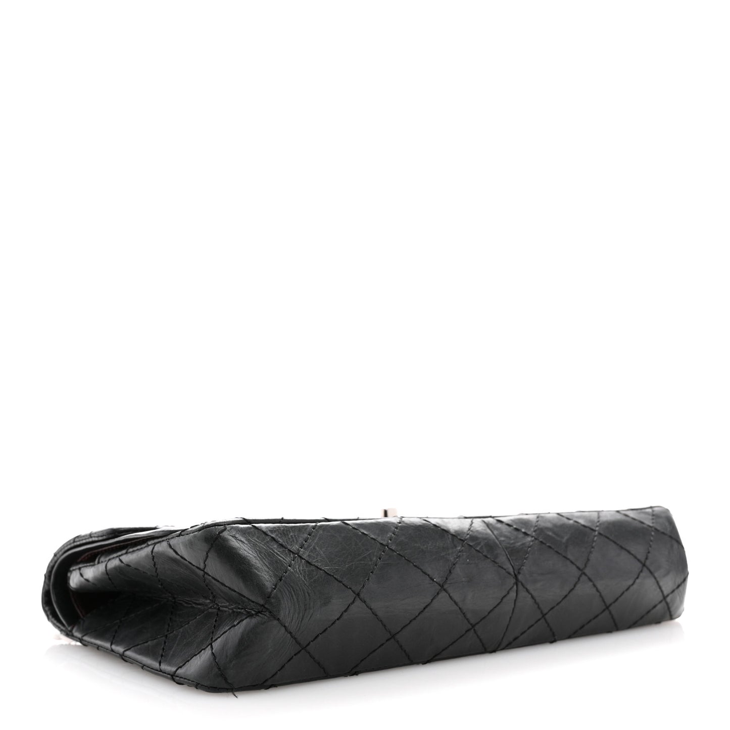 Aged Calfskin Quilted Medium Double Flap Black
