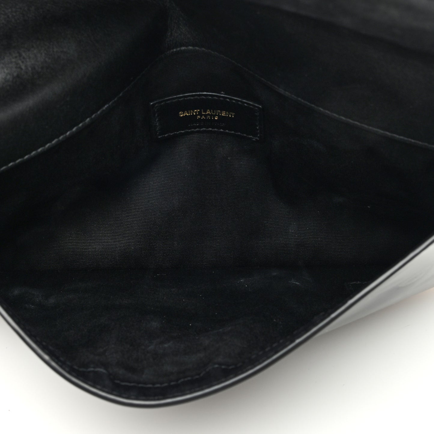 Patent Calfskin Monogram Uptown Clutch Black