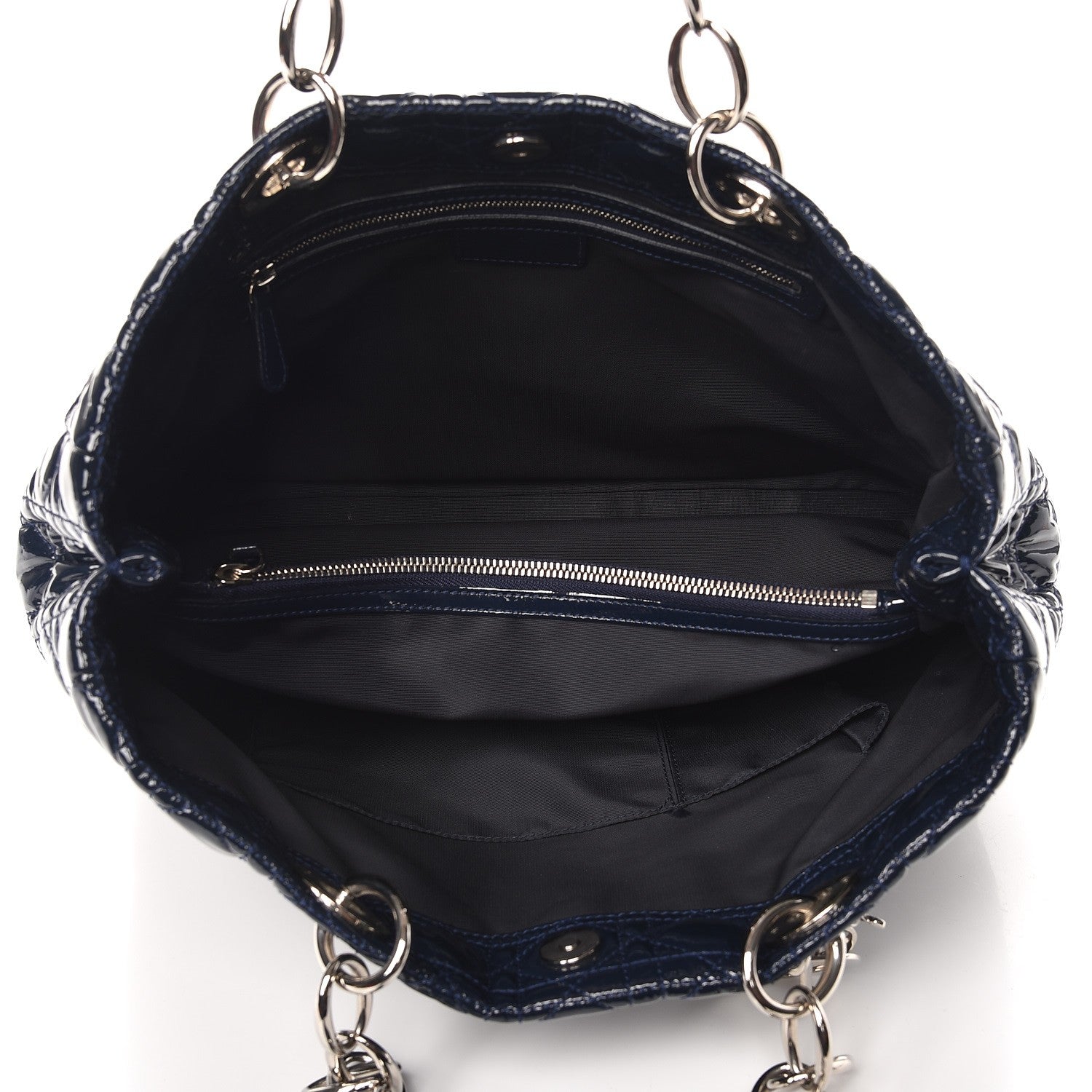 Christian Dior Patent Cannage Large Dior Soft Shopping Tote Navy Blue 5 of 7