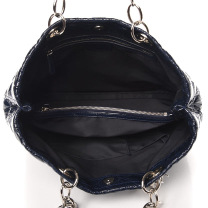 Christian Dior Patent Cannage Large Dior Soft Shopping Tote Navy Blue 5 of 7