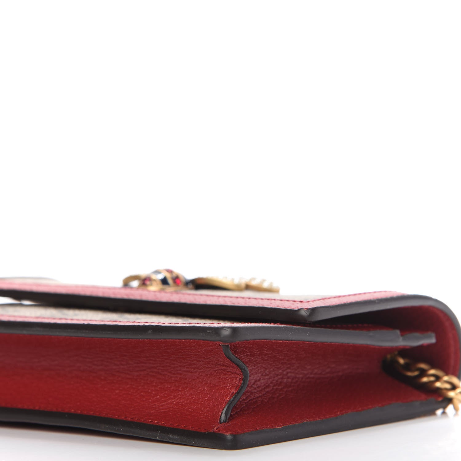 Gucci GG Supreme Monogram Web Queen Margaret Chain Wallet Red 7 of 9
