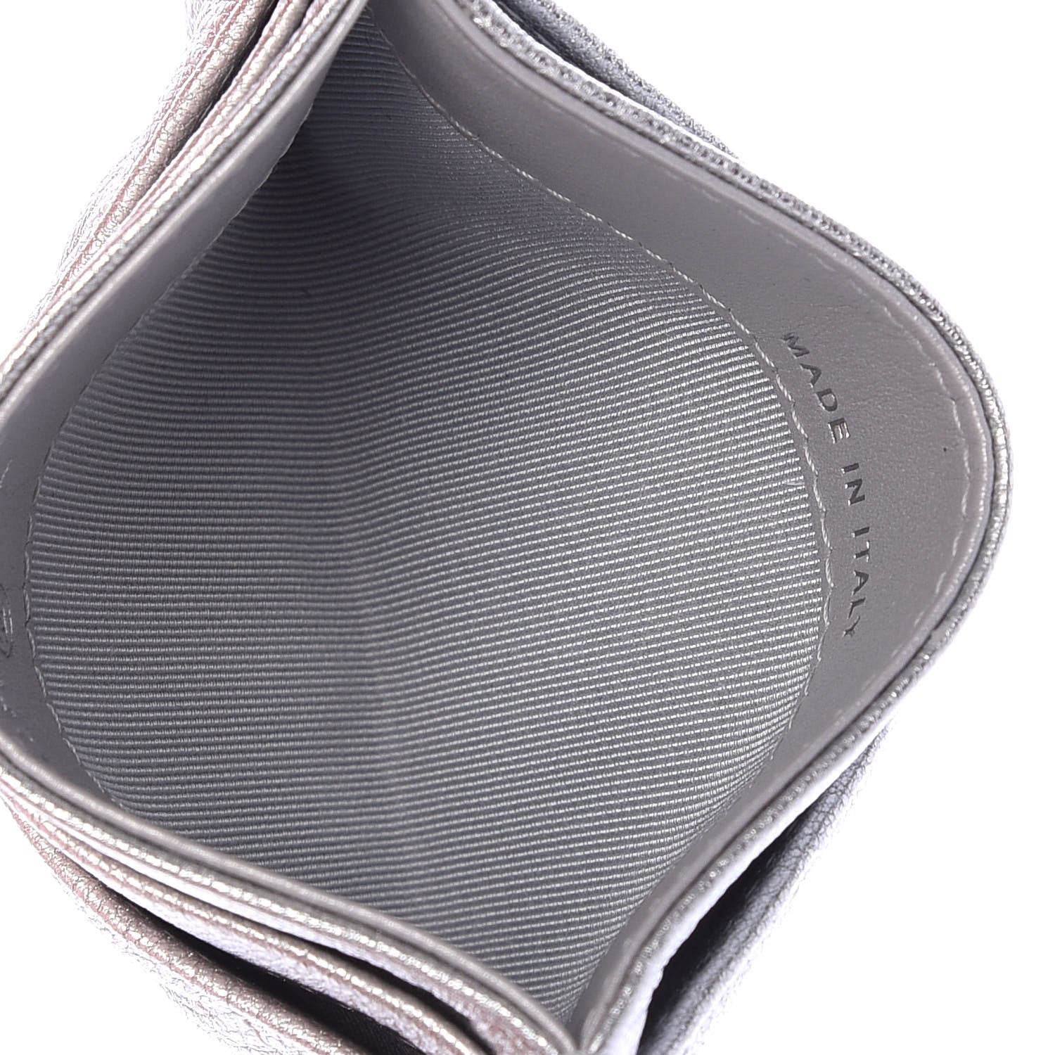 Chanel Metallic Lambskin Quilted Card Holder Silver 5 of 9