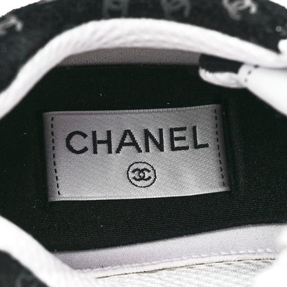 Chanel Nylon Suede Calfskin Printed CC Sneakers 40 White Black 7 of 9