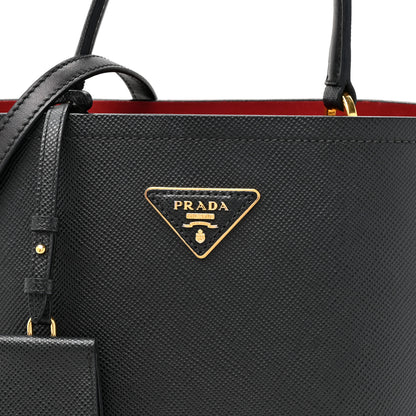 Prada Saffiano Cuir Medium Panier Bucket Bag Black Fuoco 7 of 12