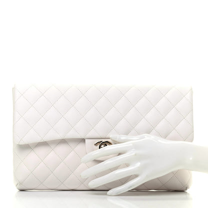 Chanel Caviar Quilted Flap Clutch White 2 of 8