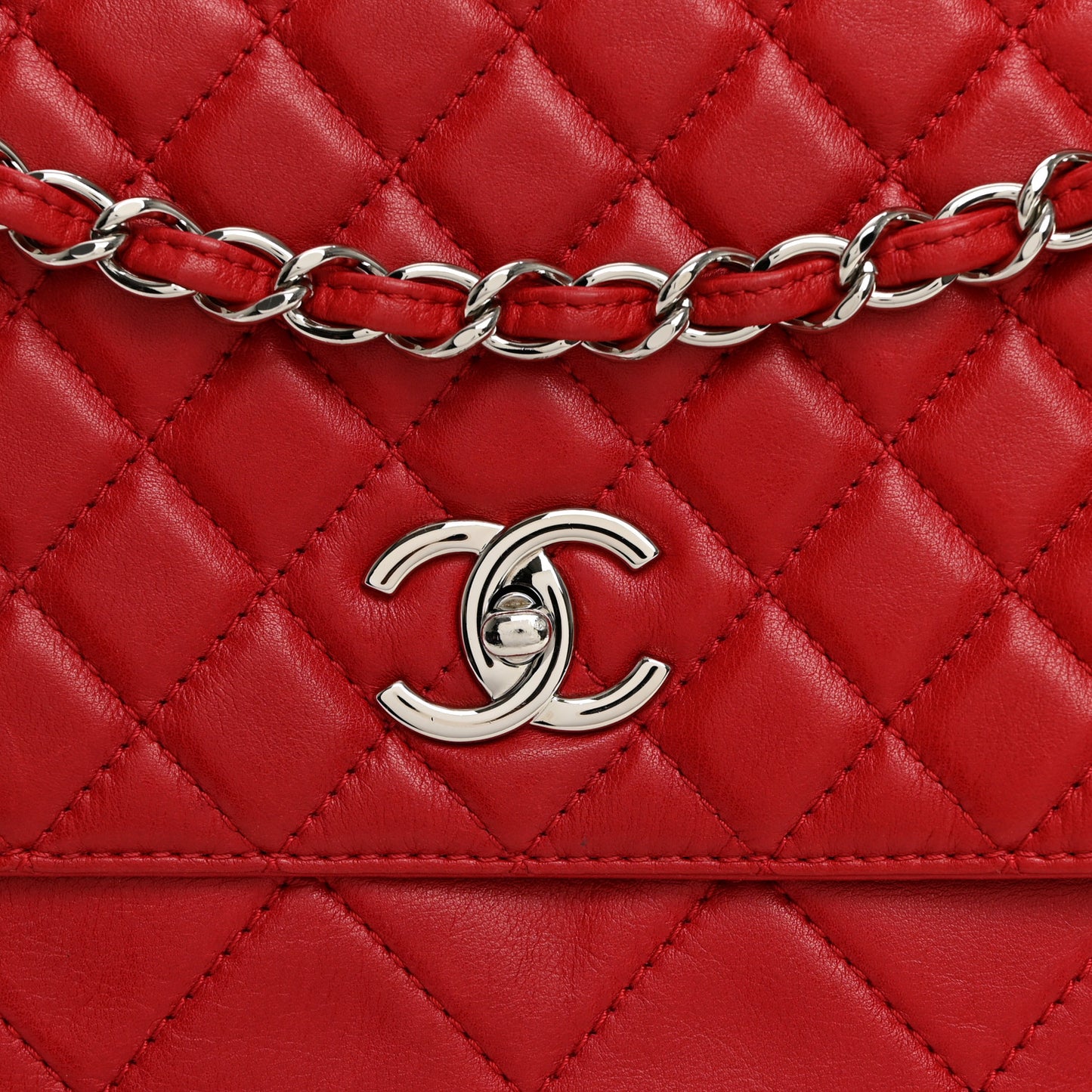 Calfskin Quilted In the Business Flap Bag Red