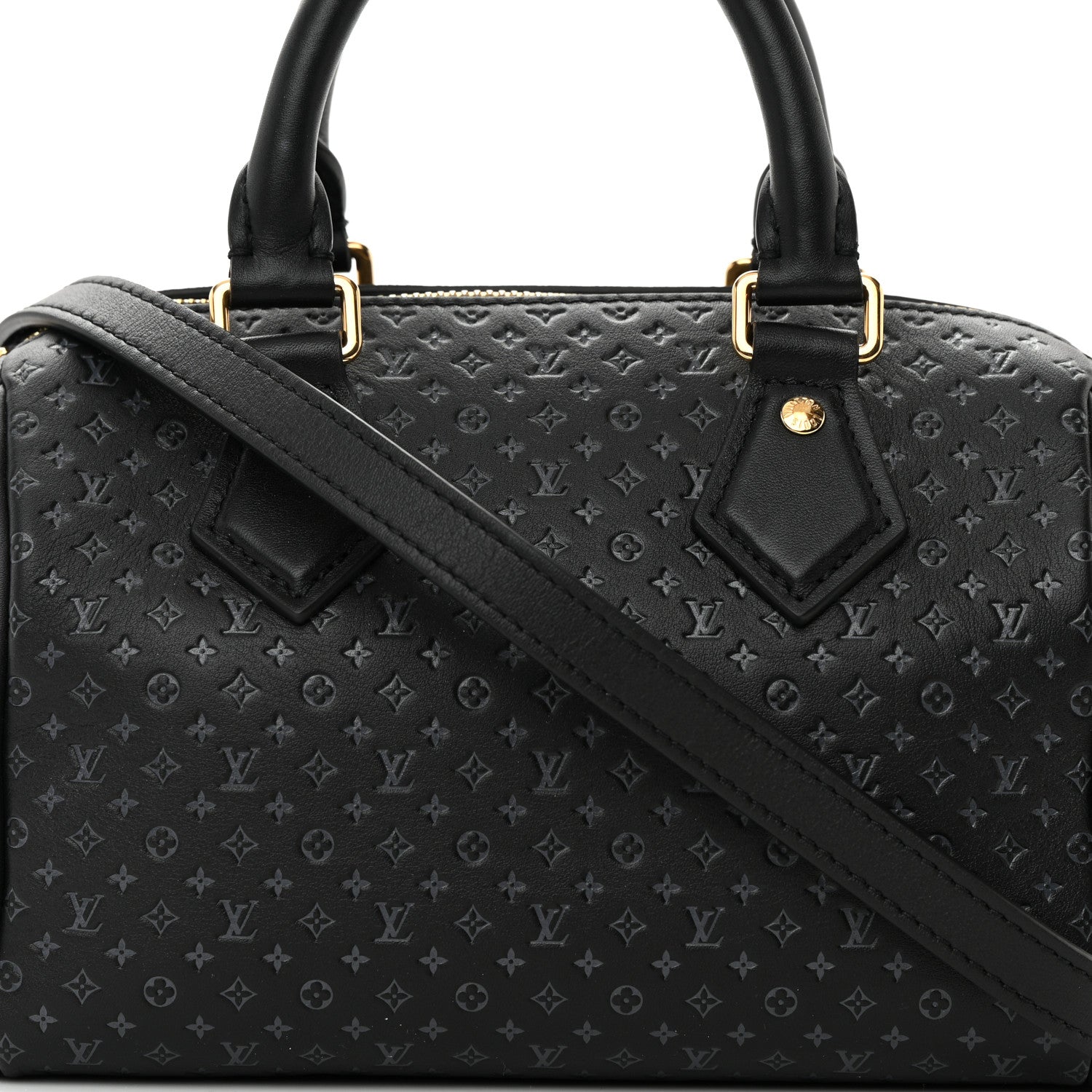 Louis Vuitton Calfskin Nanogram Embossed Speedy 20 Black 7 of 10