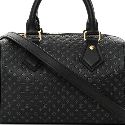 Louis Vuitton Calfskin Nanogram Embossed Speedy 20 Black 7 of 10