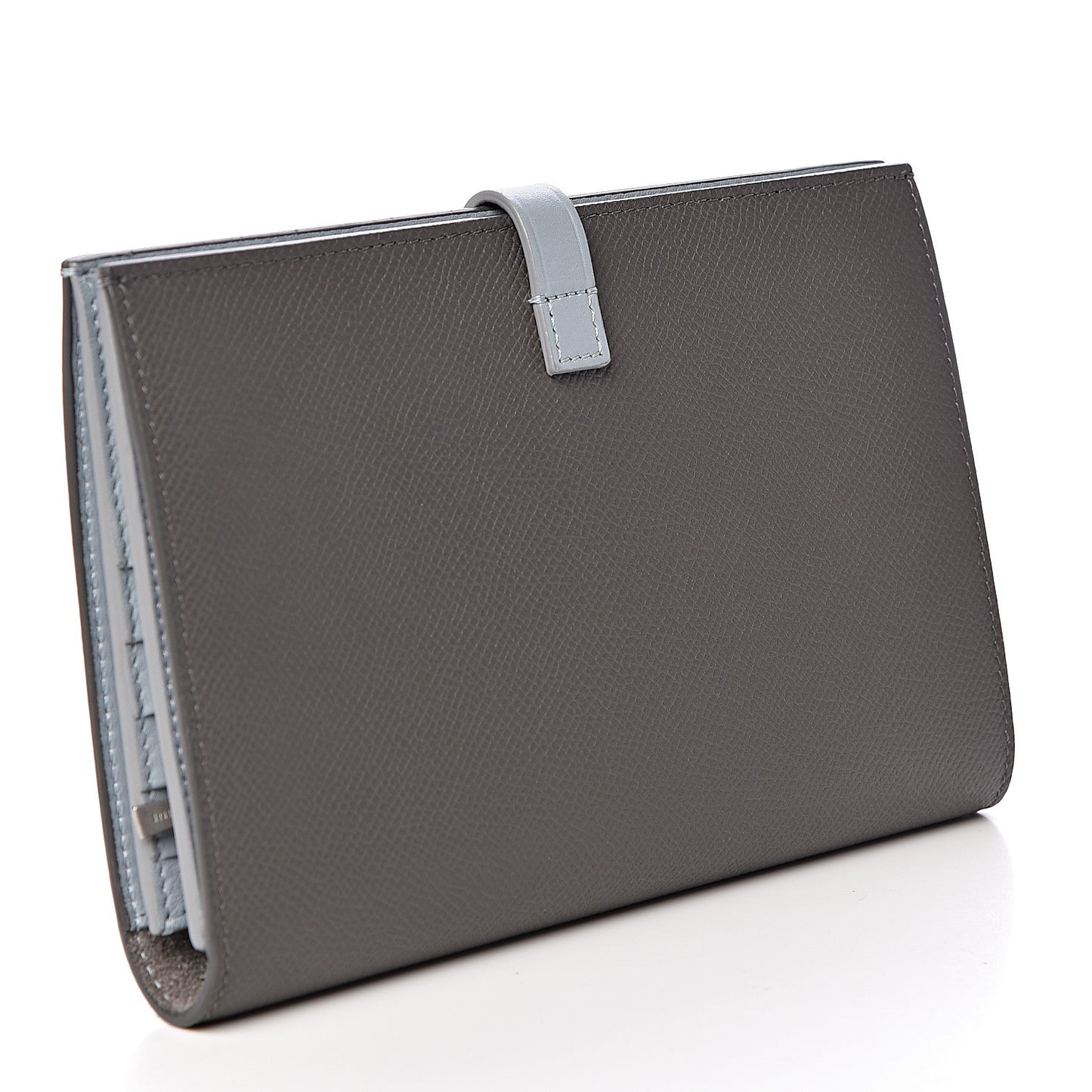 Grained Calfskin Large Multifunction Strap Wallet Pebble Mineral