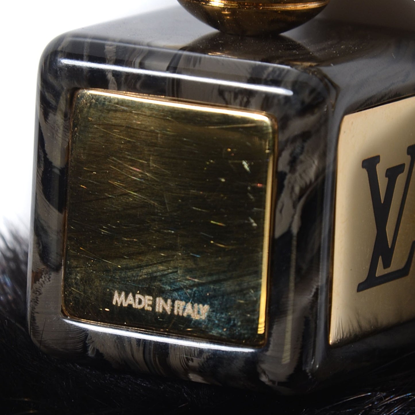 Mink Fur Fluffy Bag Charm Black