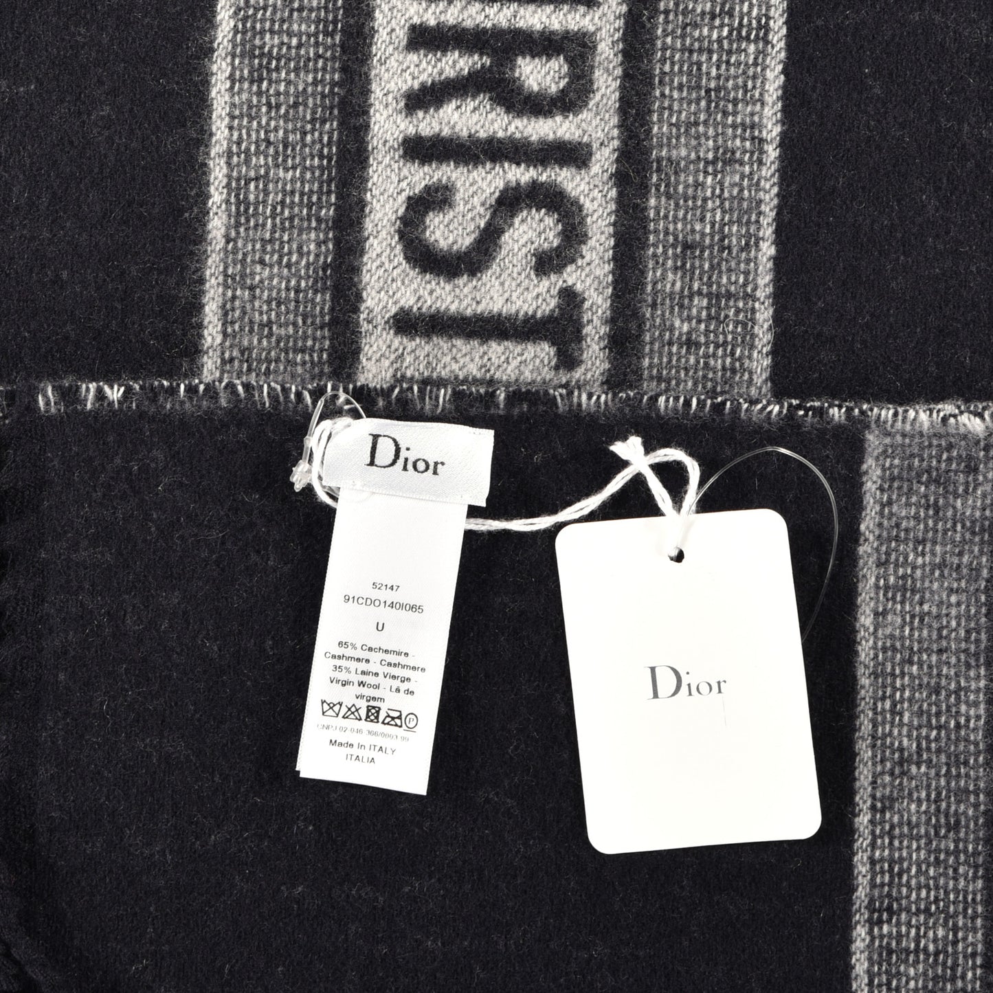 Cashmere Wool CD Oblique Throw Blanket Blue