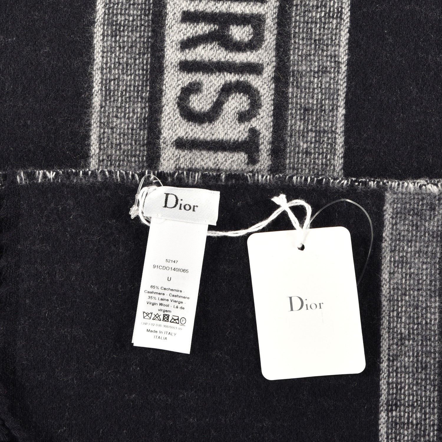 Christian Dior Cashmere Wool CD Oblique Throw Blanket Blue 4 of 4