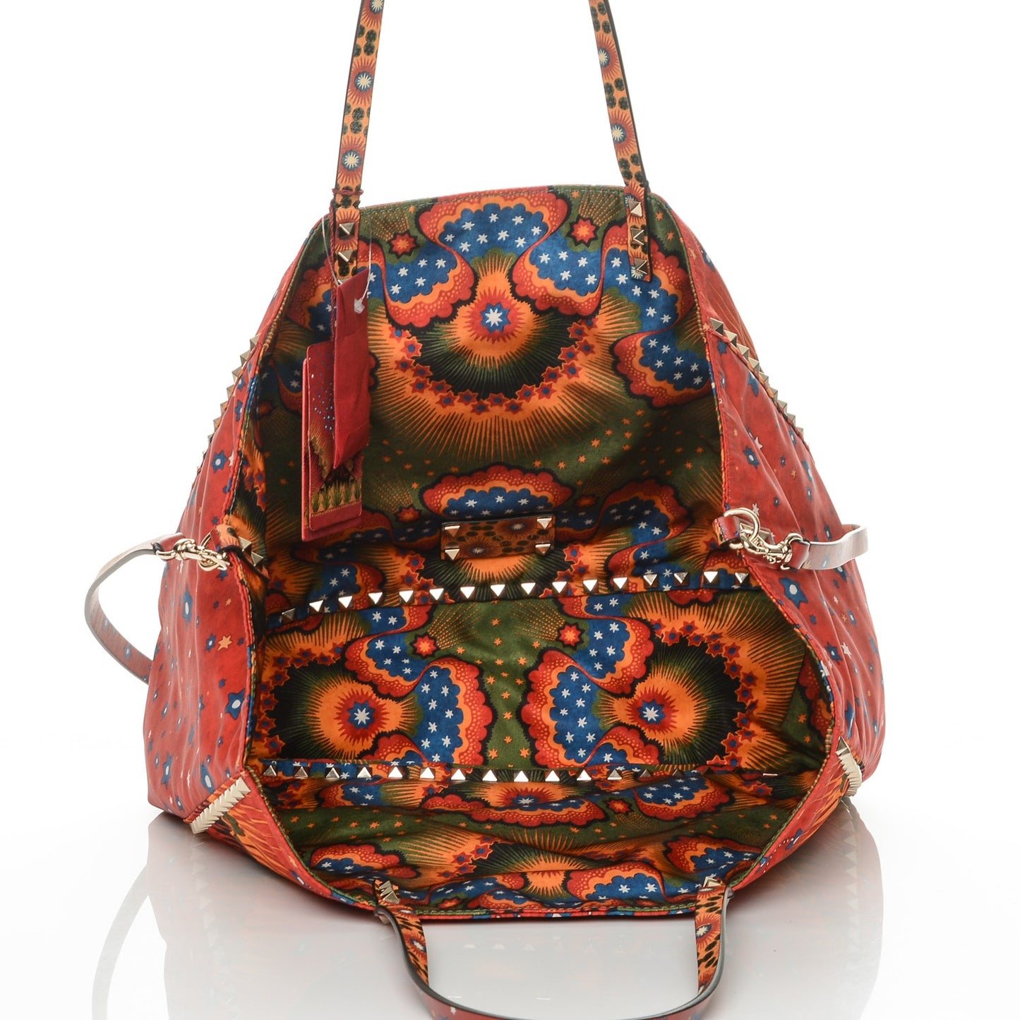 Canvas Enchanted Wonderland Medium Rockstud Reversible Tote Rosso