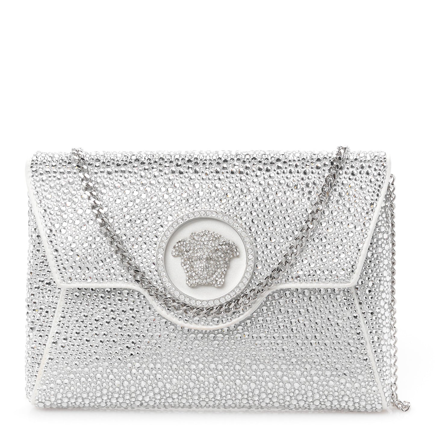Crystal La Medusa Envelope Clutch Optical White