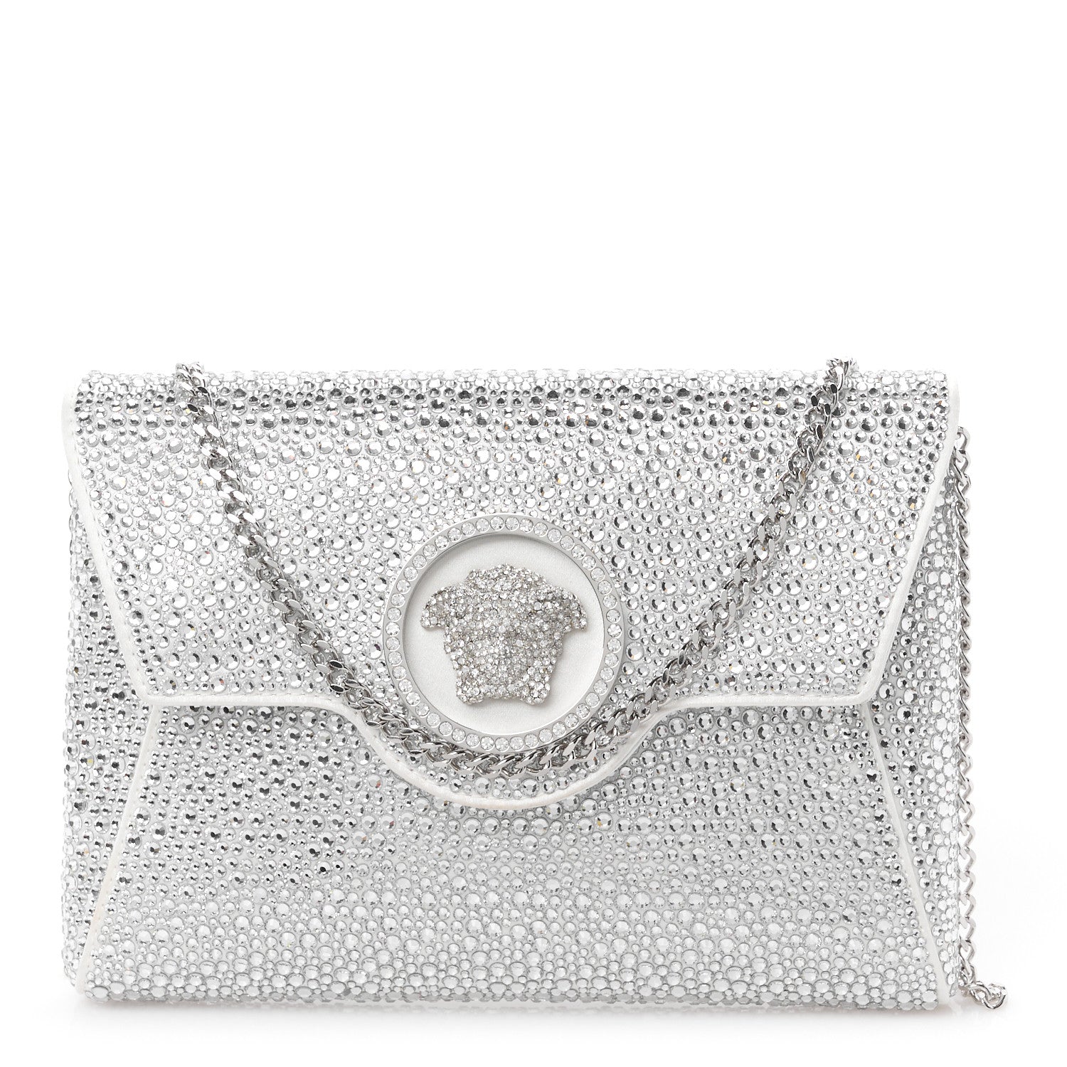 Versace Crystal La Medusa Envelope Clutch Optical White 1 of 9