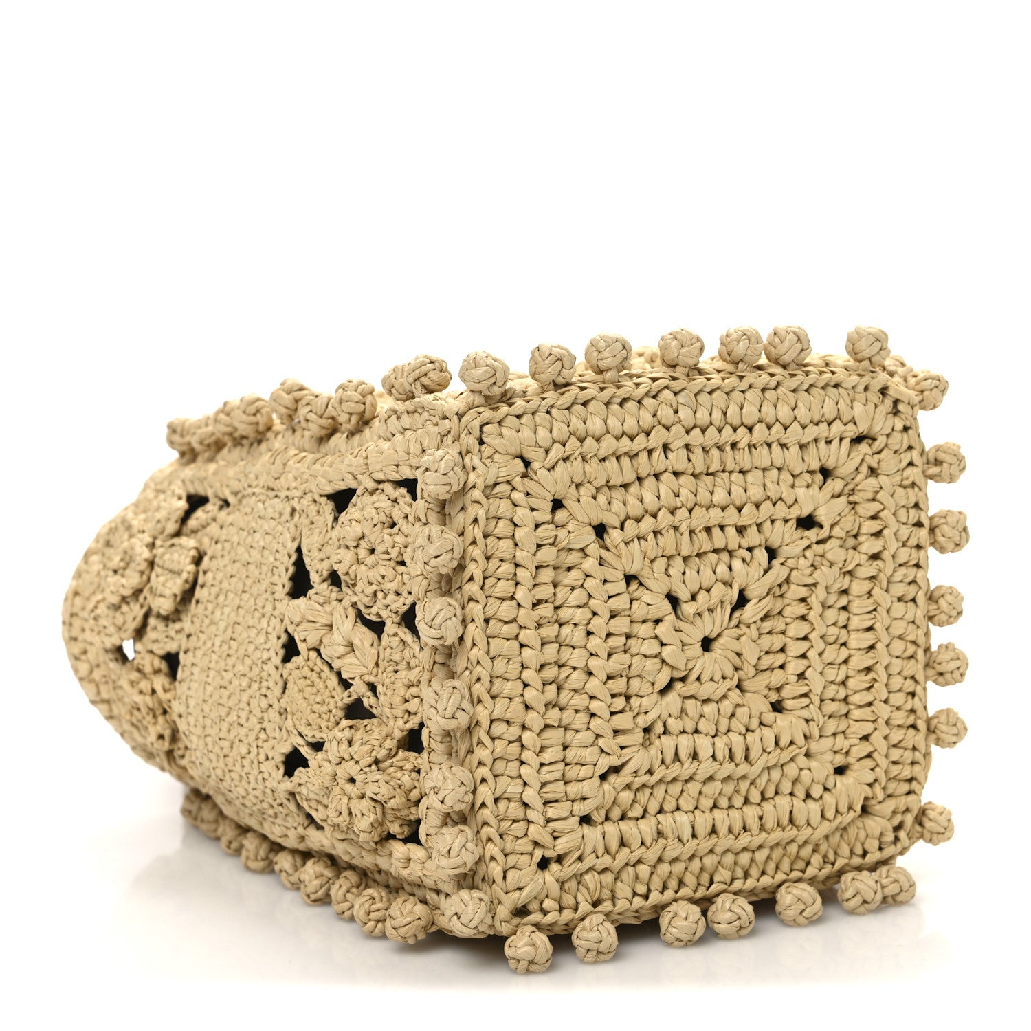 Christian Dior Woven Raffia Floral Embellished D-Bubble Bucket Bag Natural 4 of 9