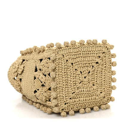 Christian Dior Woven Raffia Floral Embellished D-Bubble Bucket Bag Natural 4 of 9