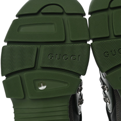 Gucci X SEGA Mesh Suede Calfskin Mens Flashtrek Sneakers 8 Loess Black Olive Green 5 of 7