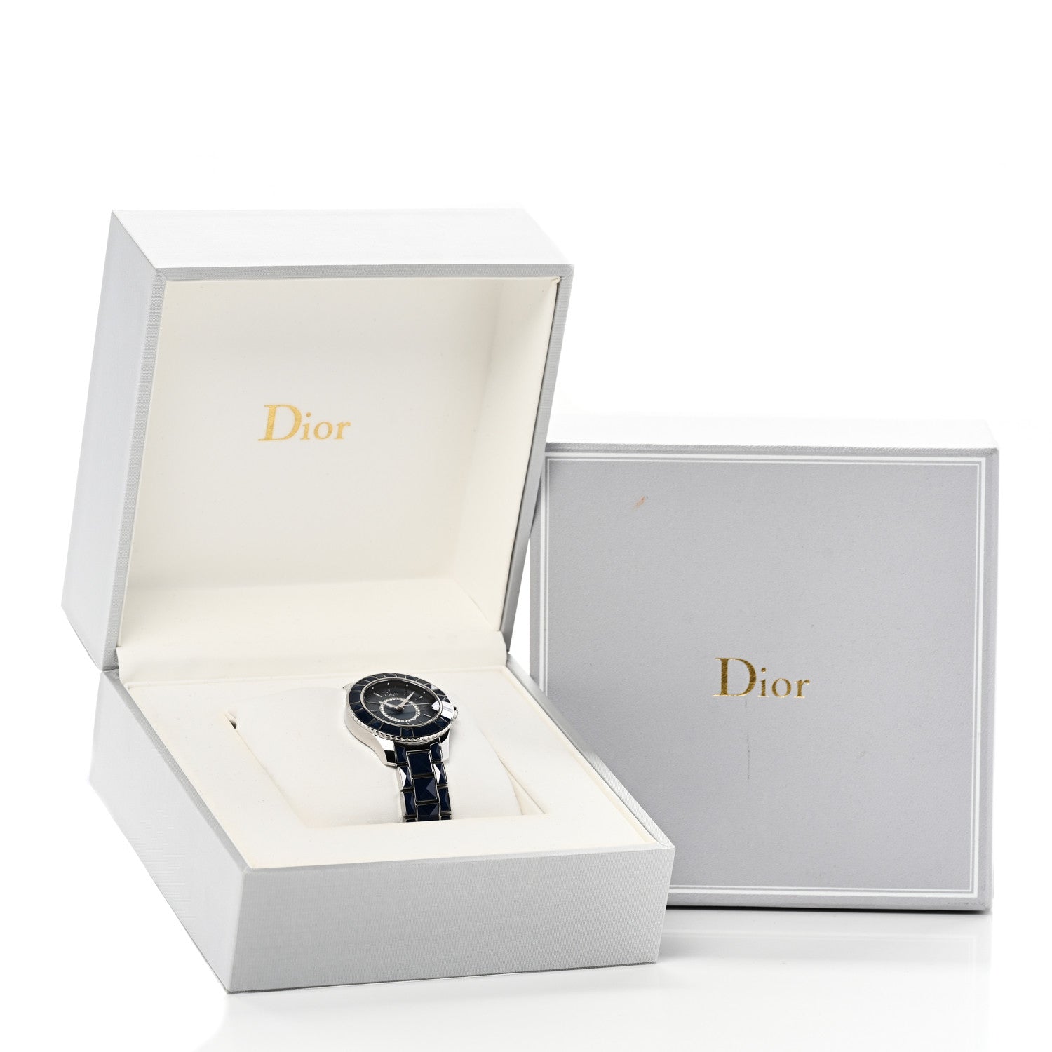 Christian Dior Stainless Steel Diamond Blue Mother of Pearl 33mm Christal Quartz Watch 5 of 5