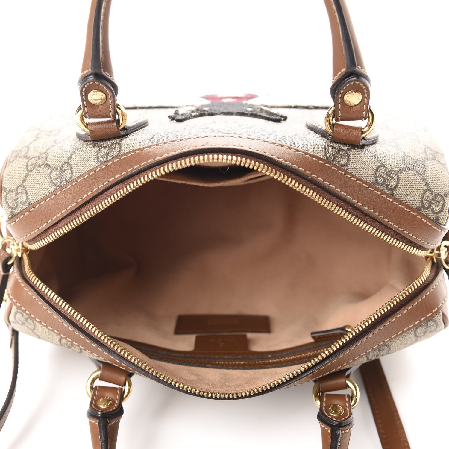 Gucci GG Supreme Monogram Bee Embroidered Small Boston Beige Tuscany 5 of 15