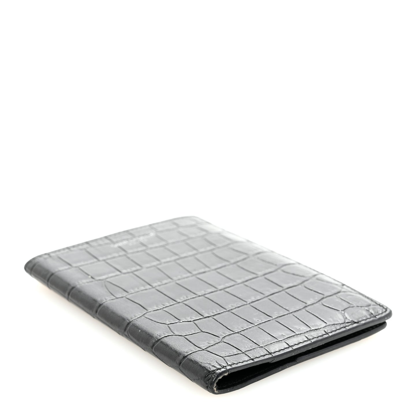 Crocodile Embossed Passport Holder Black