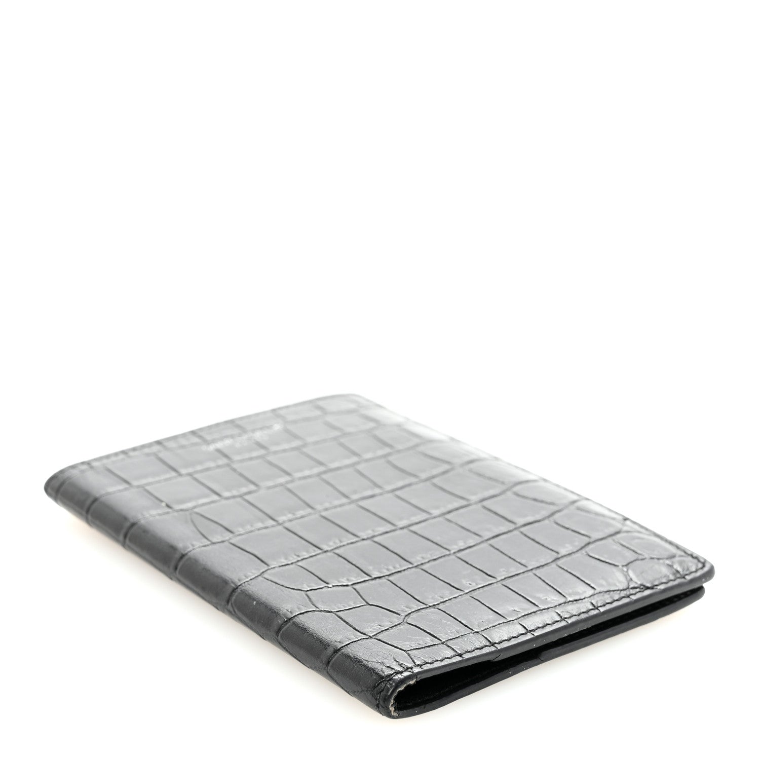 Saint Laurent Crocodile Embossed Passport Holder Black 4 of 6