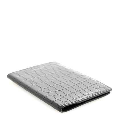 Saint Laurent Crocodile Embossed Passport Holder Black 4 of 6
