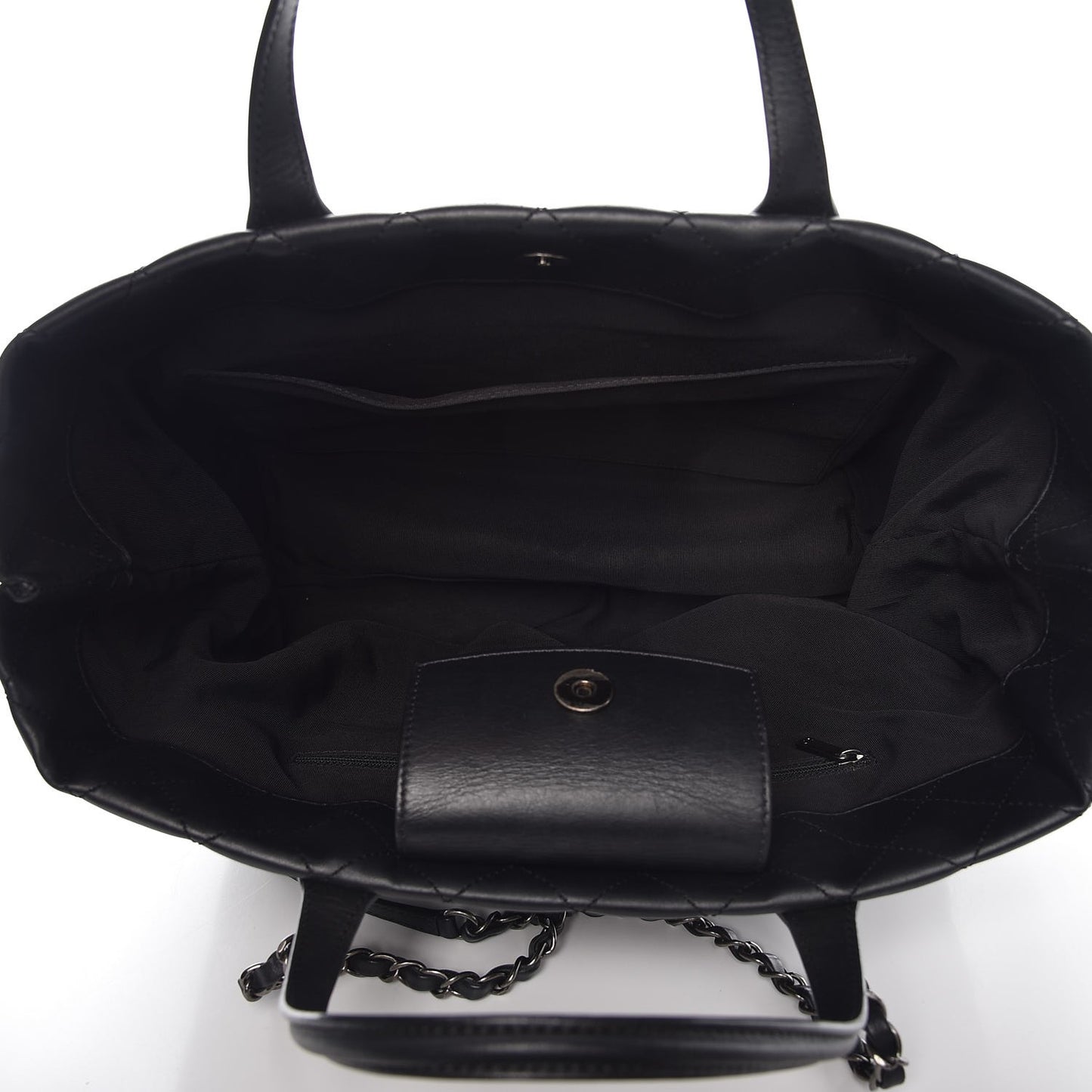 Calfskin Quilted Large Easy Shopping Tote Black