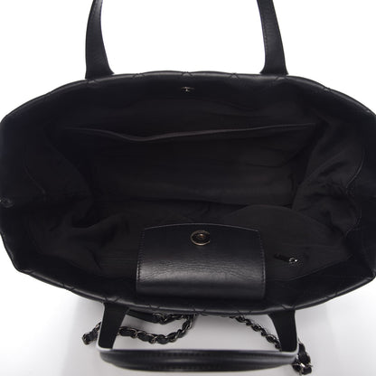 Chanel Calfskin Quilted Large Easy Shopping Tote Black 7 of 11