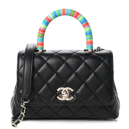 Chanel Goatskin Quilted Rainbow Extra Mini Coco Handle Flap Black 1 of 11