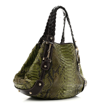 Gucci Snakeskin Medium Pelham Tote Green Brown 3 of 14
