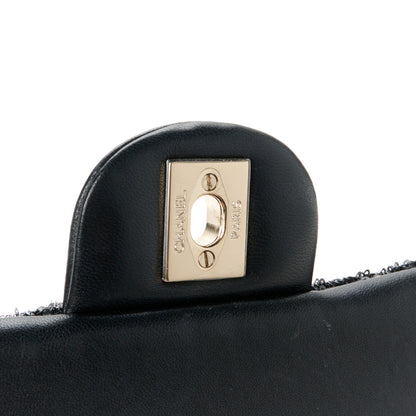 Chanel Lambskin Sequin Pearl Chain Fringe Mini Flap Black 6 of 12