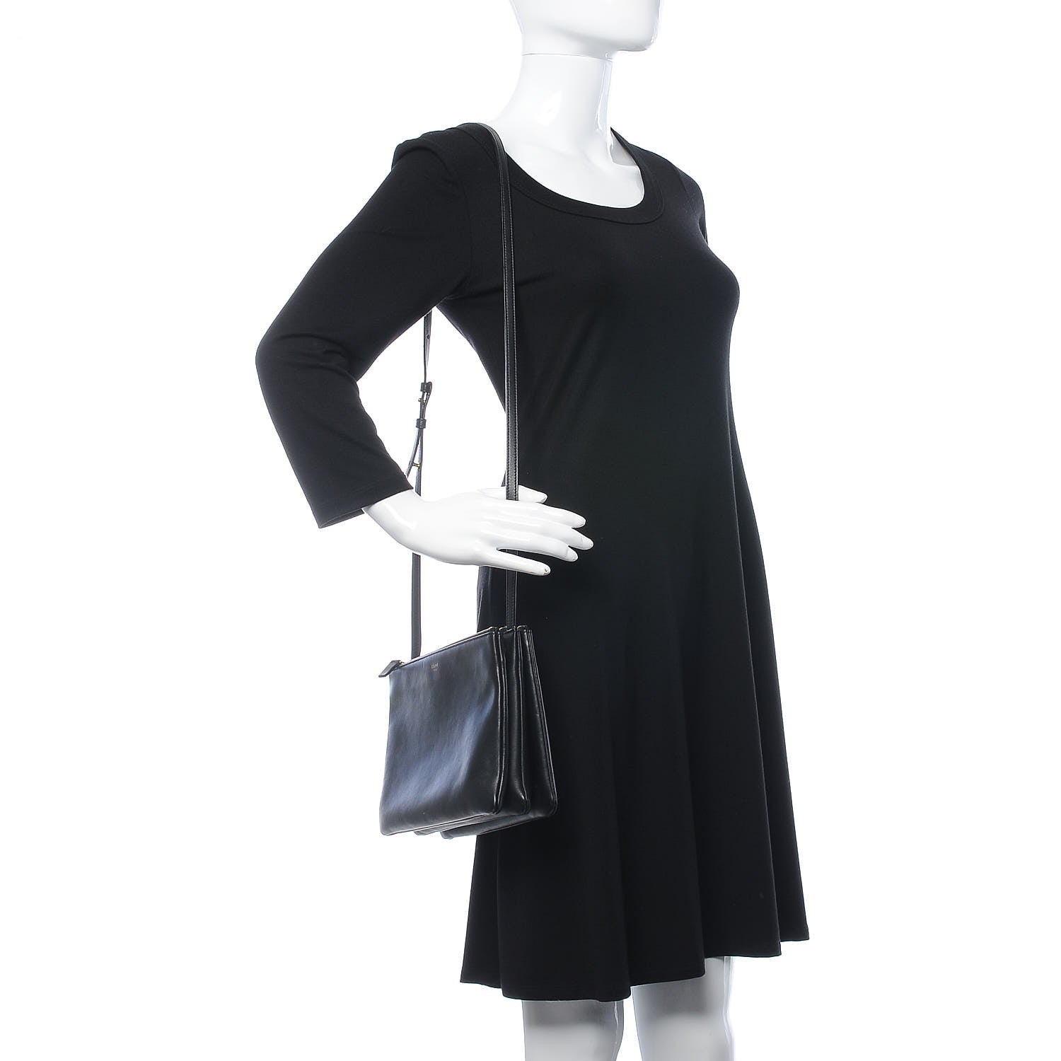 Celine Lambskin Large Trio Crossbody Bag Black 2 of 14