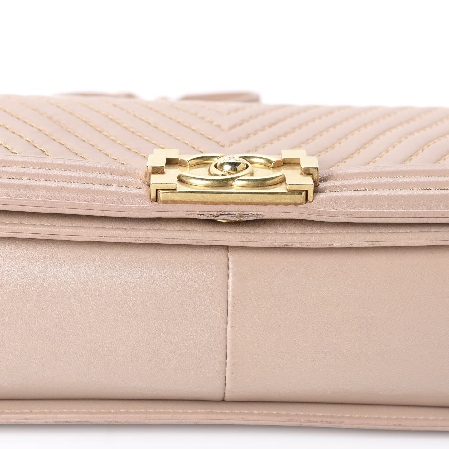 Calfskin Chevron Chain Medium Boy Flap Nude