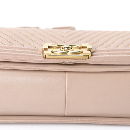 Chanel Calfskin Chevron Chain Medium Boy Flap Nude 12 of 13