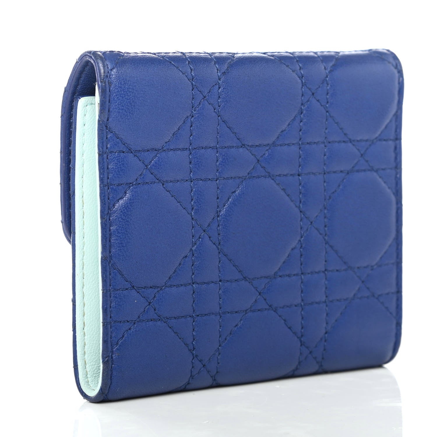 Christian Dior Lambskin Cannage Miss Dior Explorateur Compact Wallet Blue Blue 2 of 4