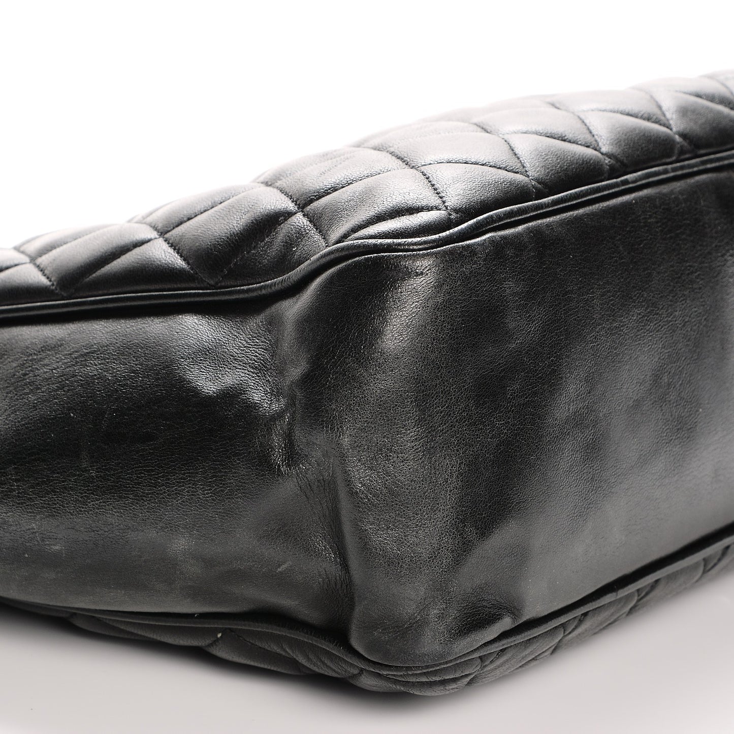 Lambskin Quilted Shopper Tote Black