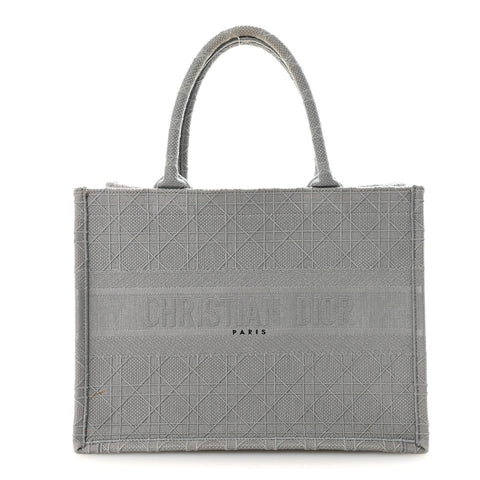 Canvas Embroidered Cannage Medium Book Tote Stone