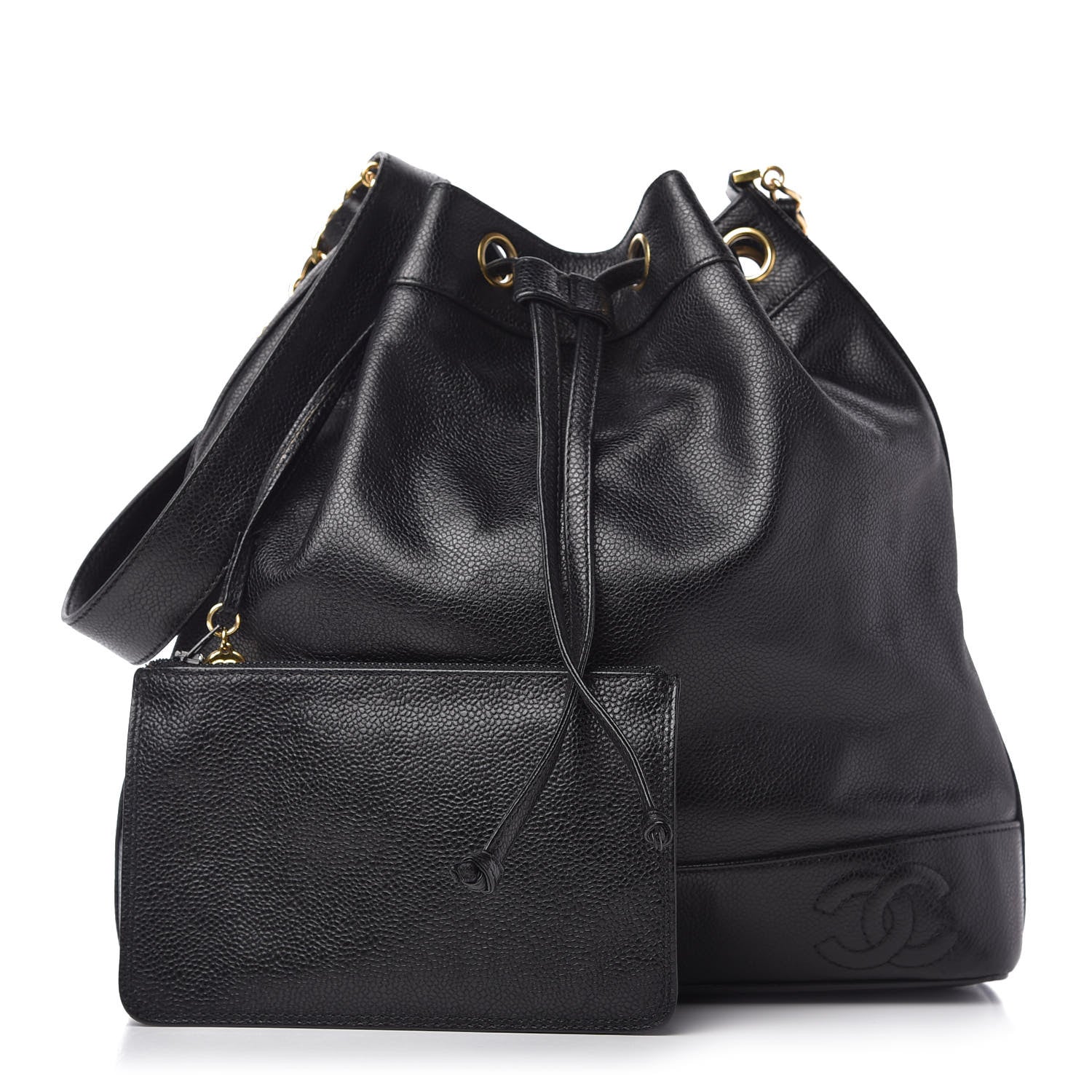 Chanel Caviar CC Drawstring Shoulder Bag Black 1 of 10