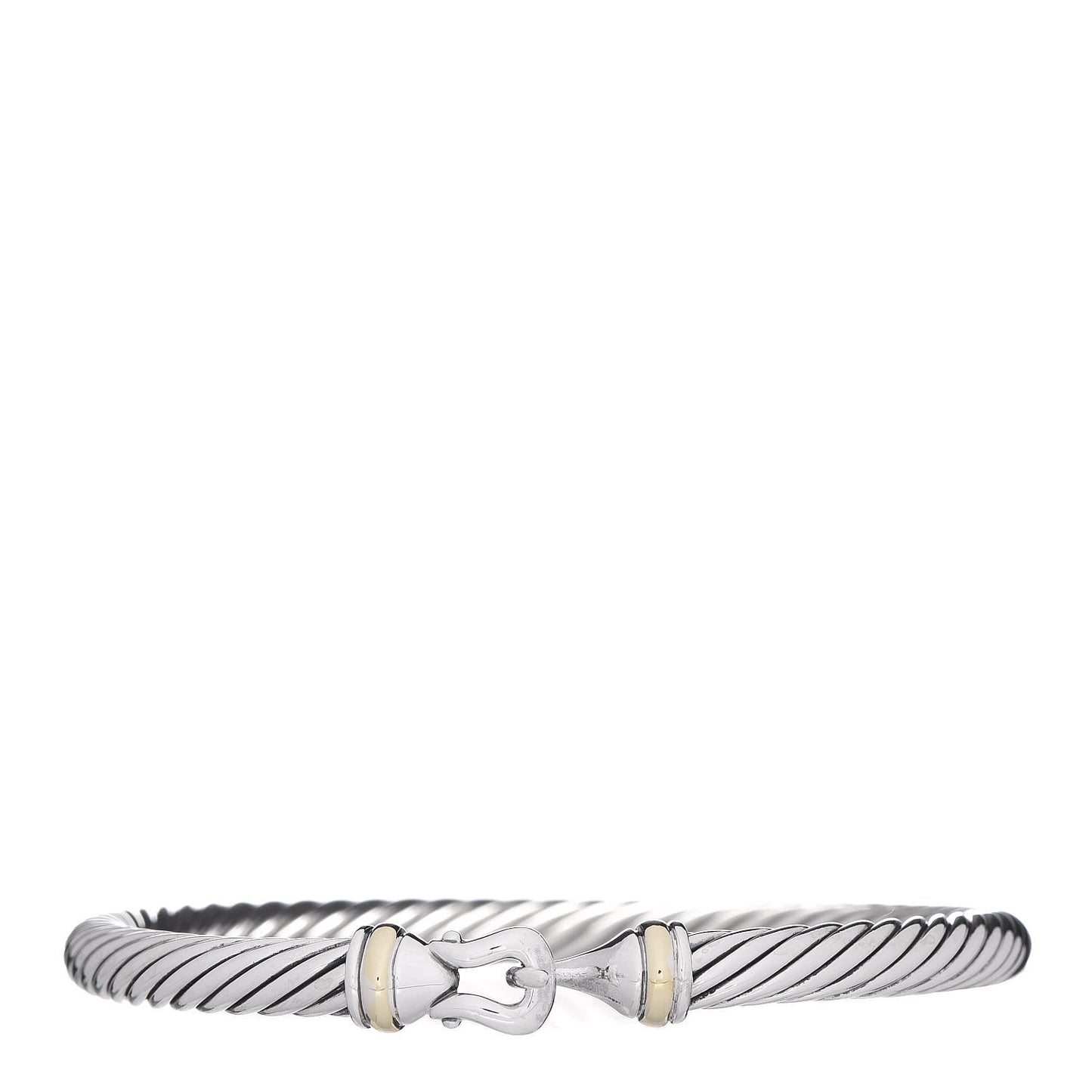 Sterling Silver 18K Yellow Gold 5mm Cable Classic Buckle Bracelet
