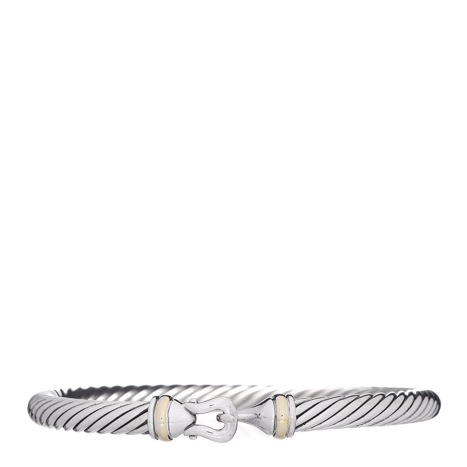 David Yurman Sterling Silver 18K Yellow Gold 5mm Cable Classic Buckle Bracelet 1 of 4
