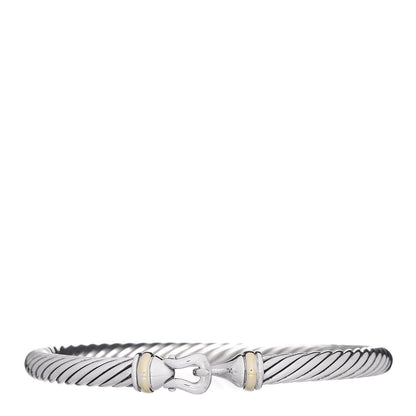 David Yurman Sterling Silver 18K Yellow Gold 5mm Cable Classic Buckle Bracelet 1 of 4