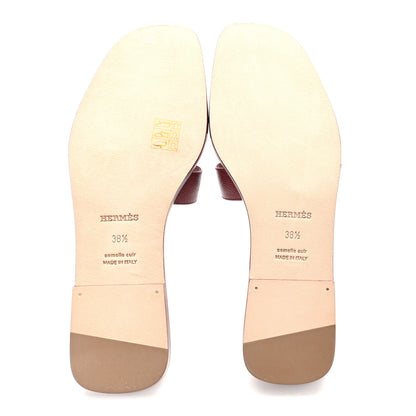 Hermes Epsom Oran Sandals 38.5 Rouge H 6 of 10