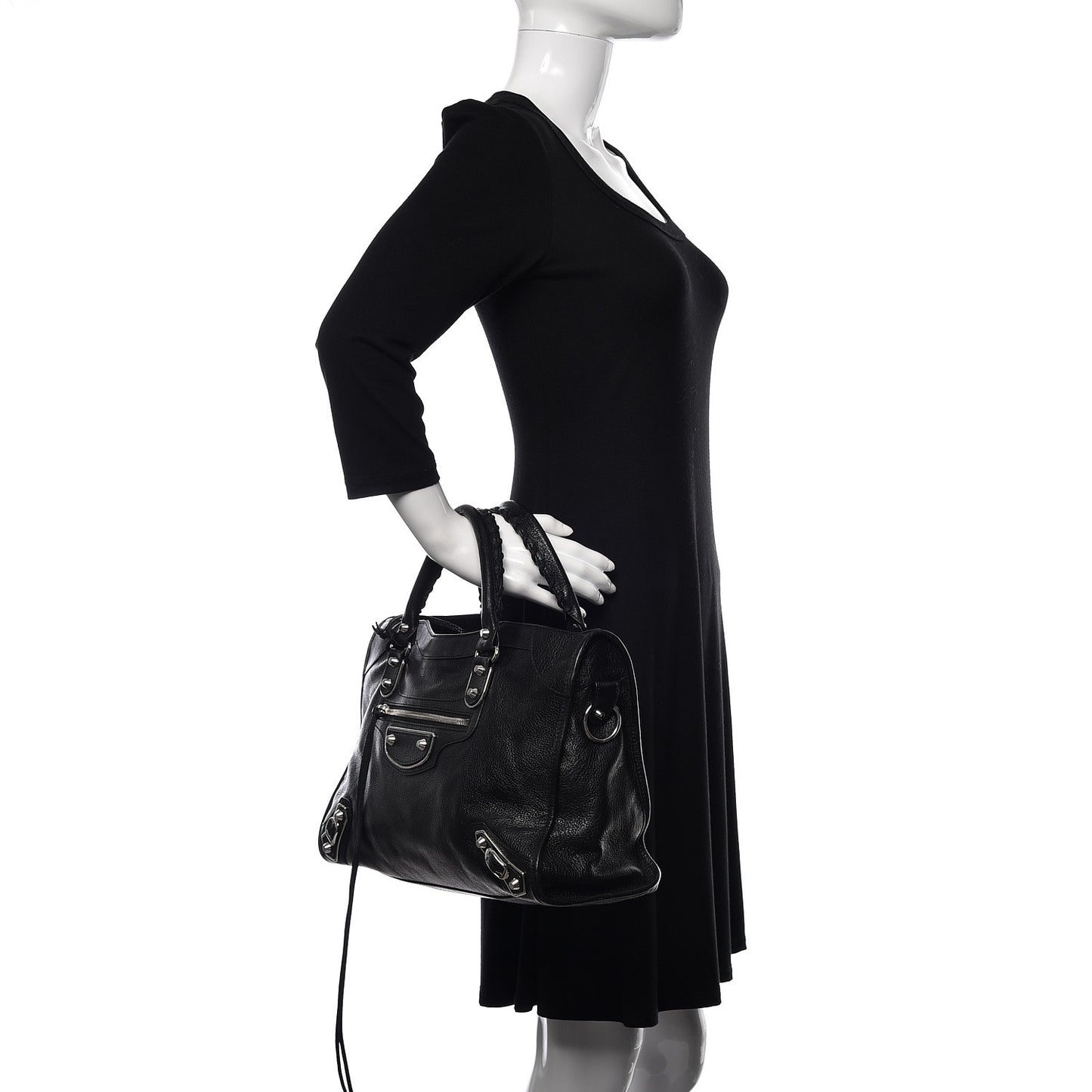 Chevre Silver Metallic Edge Hardware City Black