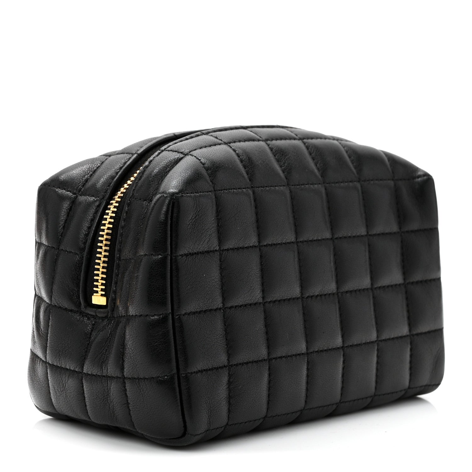 Saint Laurent Lambskin Quilted Cassandre Small Cosmetic Pouch Black 3 of 7