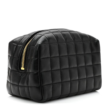Saint Laurent Lambskin Quilted Cassandre Small Cosmetic Pouch Black 3 of 7