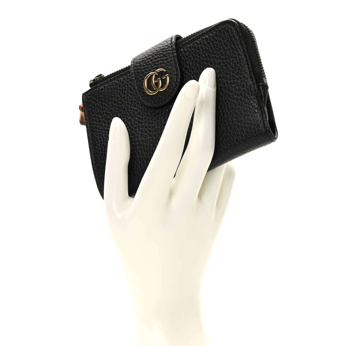 Piuma Calfskin Medium Bamboo Double G Wallet Black