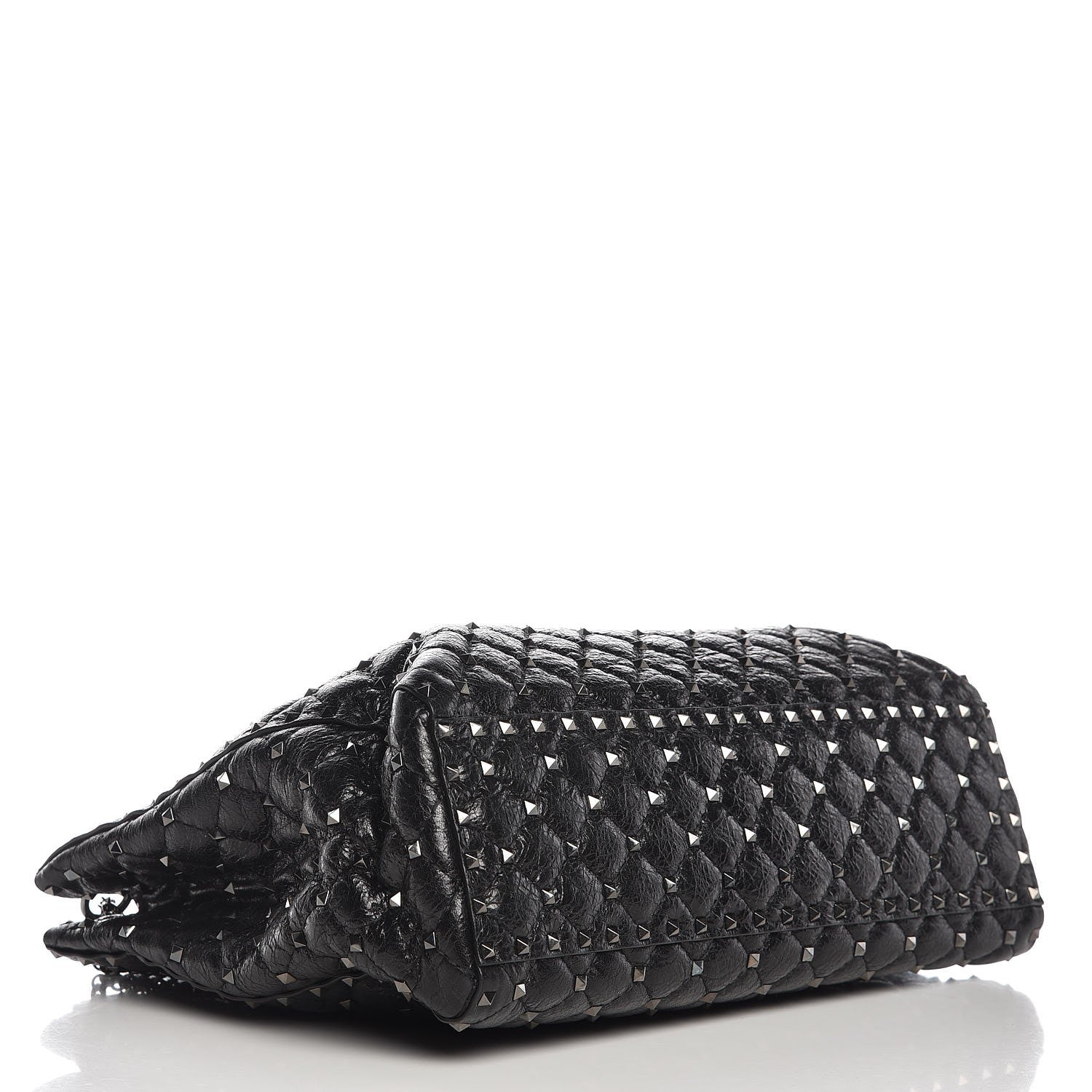 Valentino Garavani Craquele Nappa Rockstud Spike Shoulder Tote Black 4 of 8